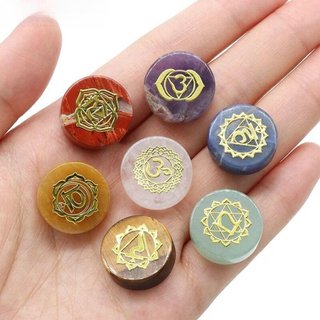 YINFANTEWN 7 Pçs/set Reiki Cura Gemas , Sodalita Sete Chakras Pedras De Cristal Natural , Redondo