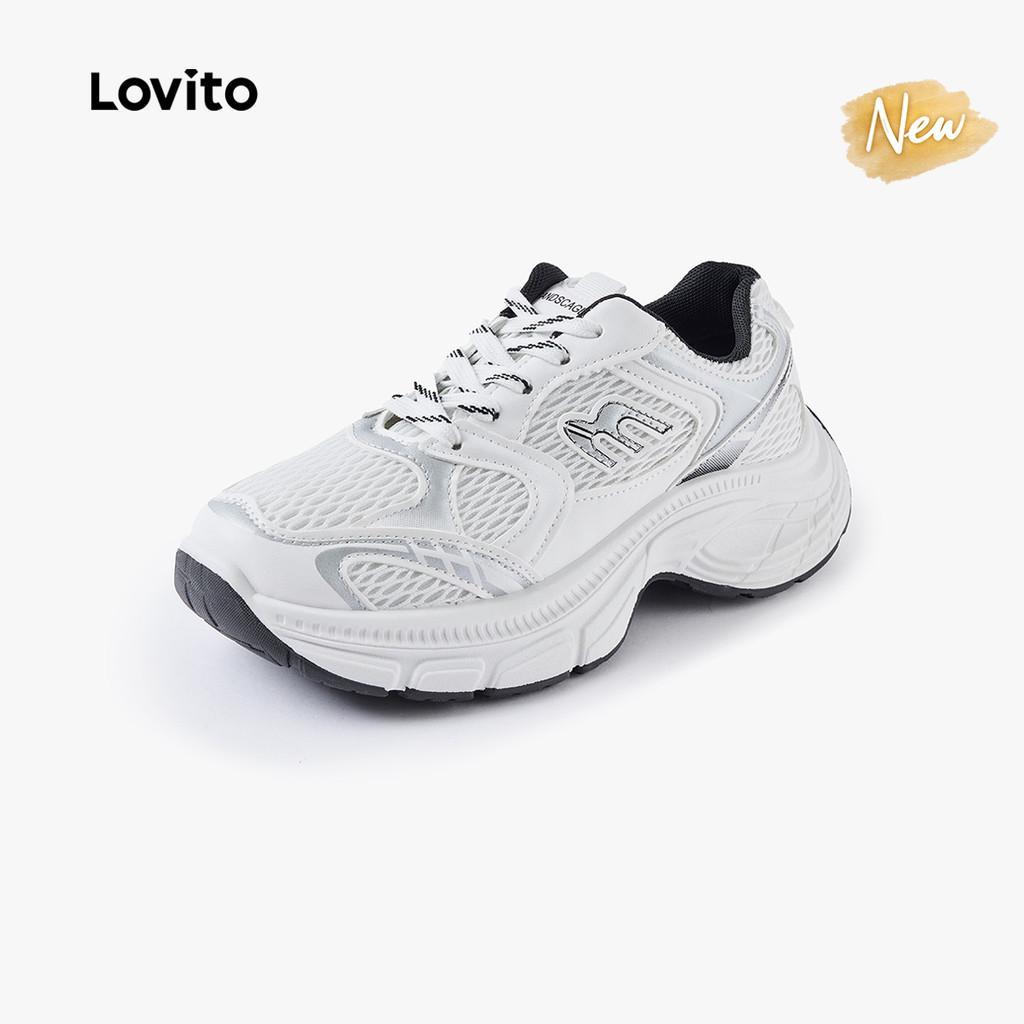 (New Arrival) Lovito Tênis Casual Feminino Branco Para Uso Diário Estilo Coreano
