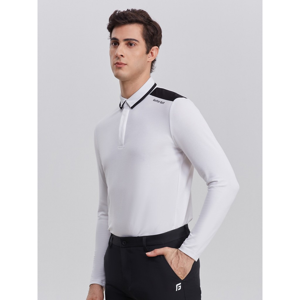 Camiseta masculina de manga comprida de golfe primavera outono esportes masculinos estiramento roupas de secagem rápida 