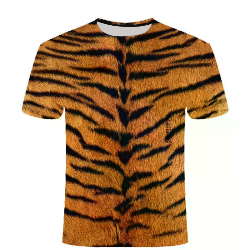 Camisetas Pele De Tigre Leopardo Impressão 3D Verão T Camisa Moda Crianças Casual Meninos Meninas Em Torno Do Pescoço ka