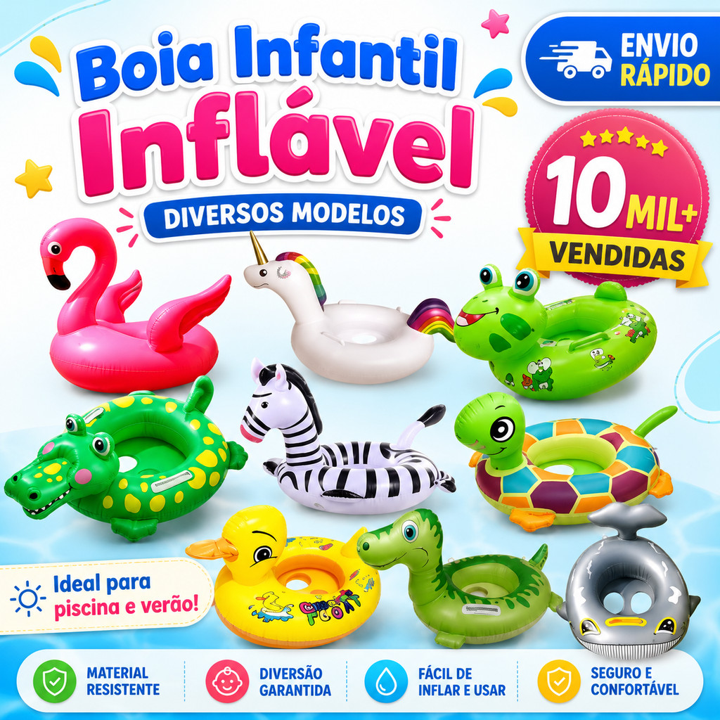 Boia Infantil Pezinho Bichinhos Inflável Piscina Verão Diversos Modelos