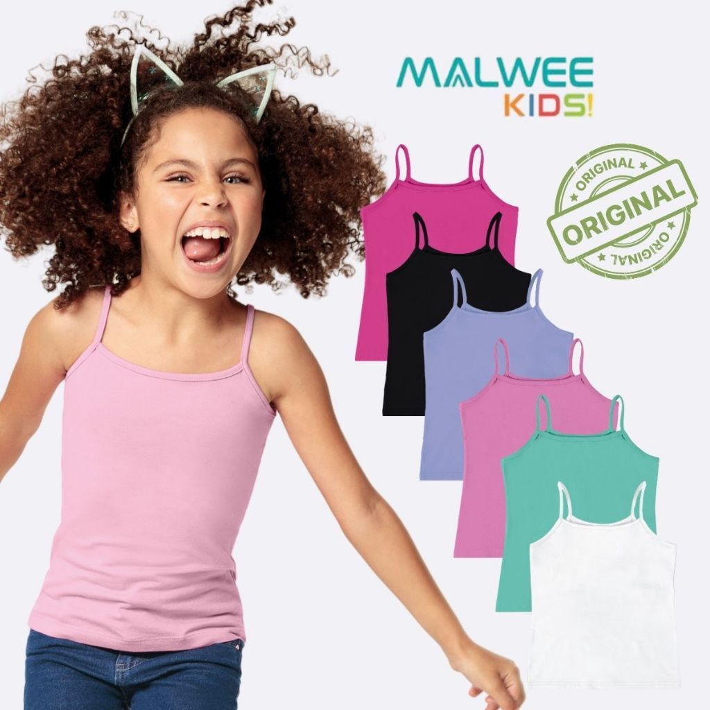 BLUSINHA REGATA ALÇA FINA INFANTIL MENINA ALCINHA ALGODÃO MALWEE KIDS