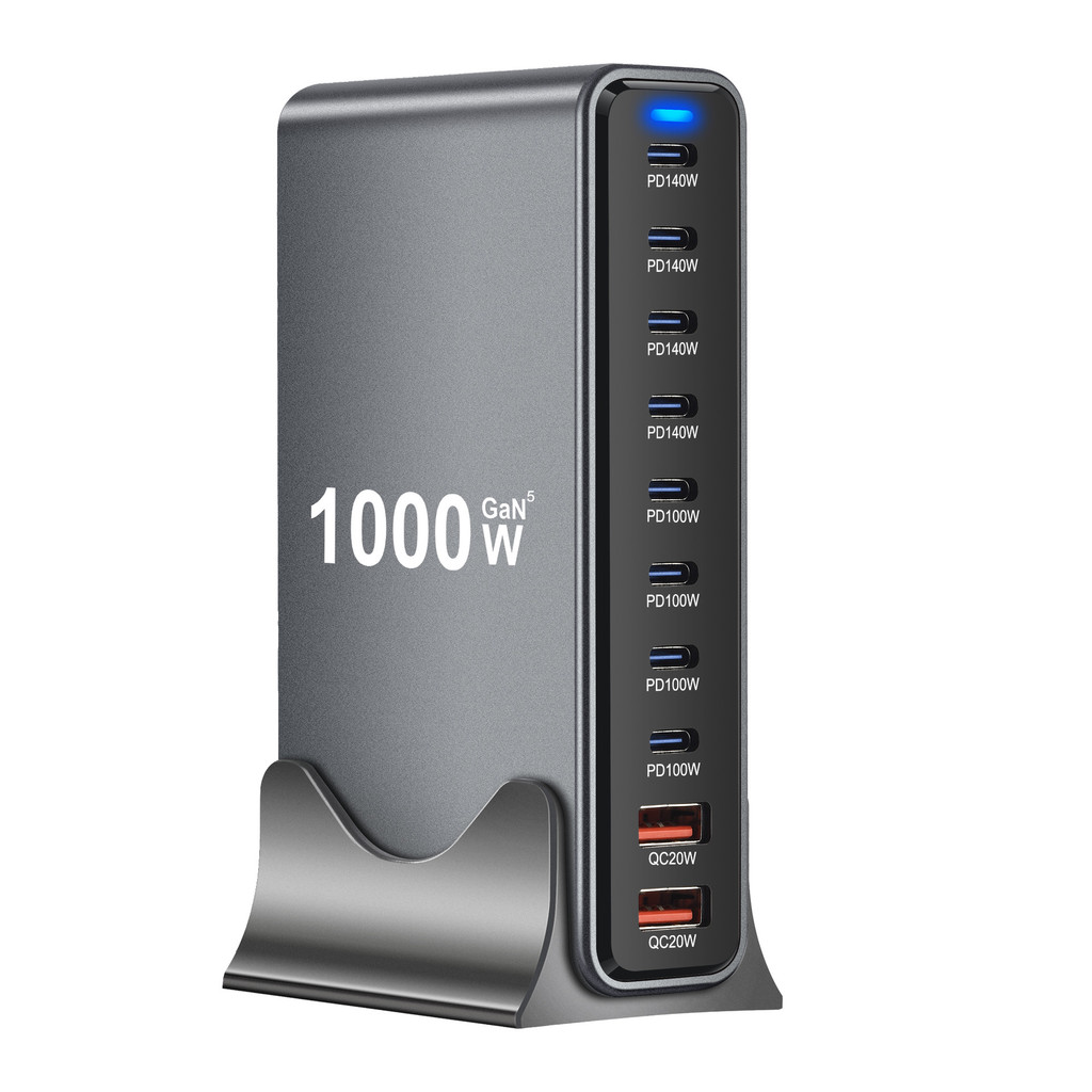 Carregador de mesa 1000W 880W GaN PD Adaptador 1.000W Carregador multifuncional de 10 portas