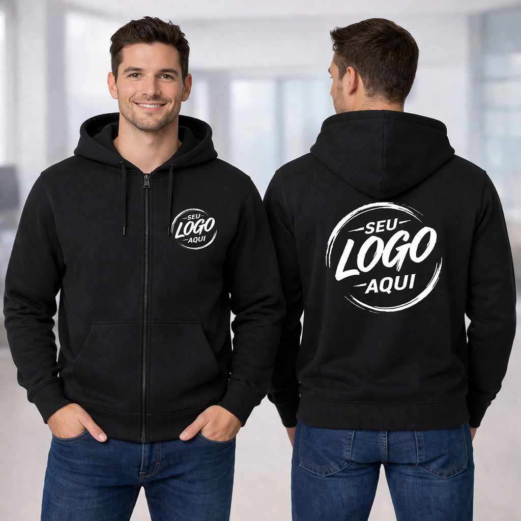 BLUSA MOLETOM C/ZIPER PERSONALIZADO MASCULINO E FEMNINO C/BOLSO UNISSEX