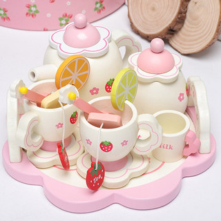 Conjunto De Madeira Mini Chá Copo De Brinquedo Bandeja Para Crianças Cozinha Infantil Jogo De Papel