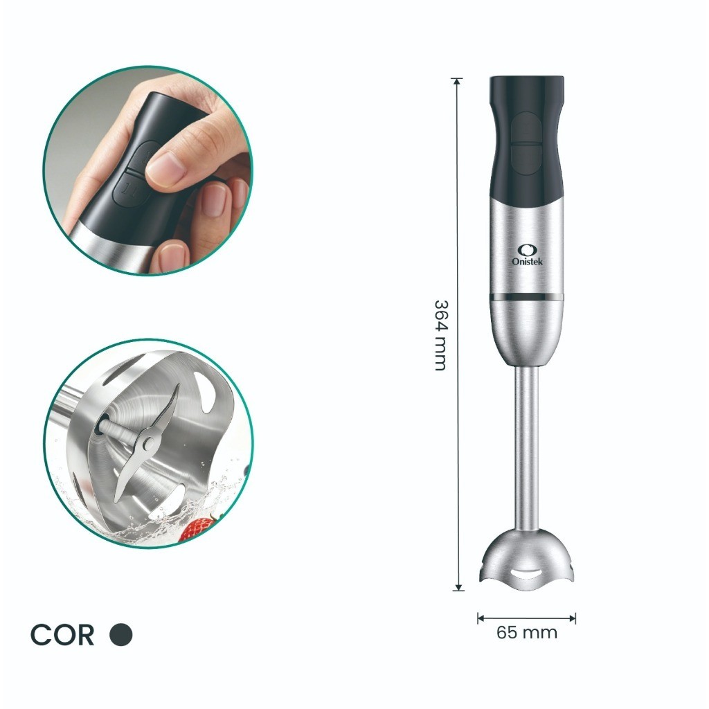Mixer de Mão Elétrico 260W Prata e Preto 2 Velocidades Lâmina Dupla Inox 304 Forte