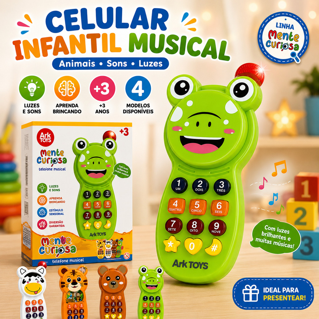 Celular Infantil Musical Educativo Interativo Com Sons Luzes E Aprendizagem Para Bebês