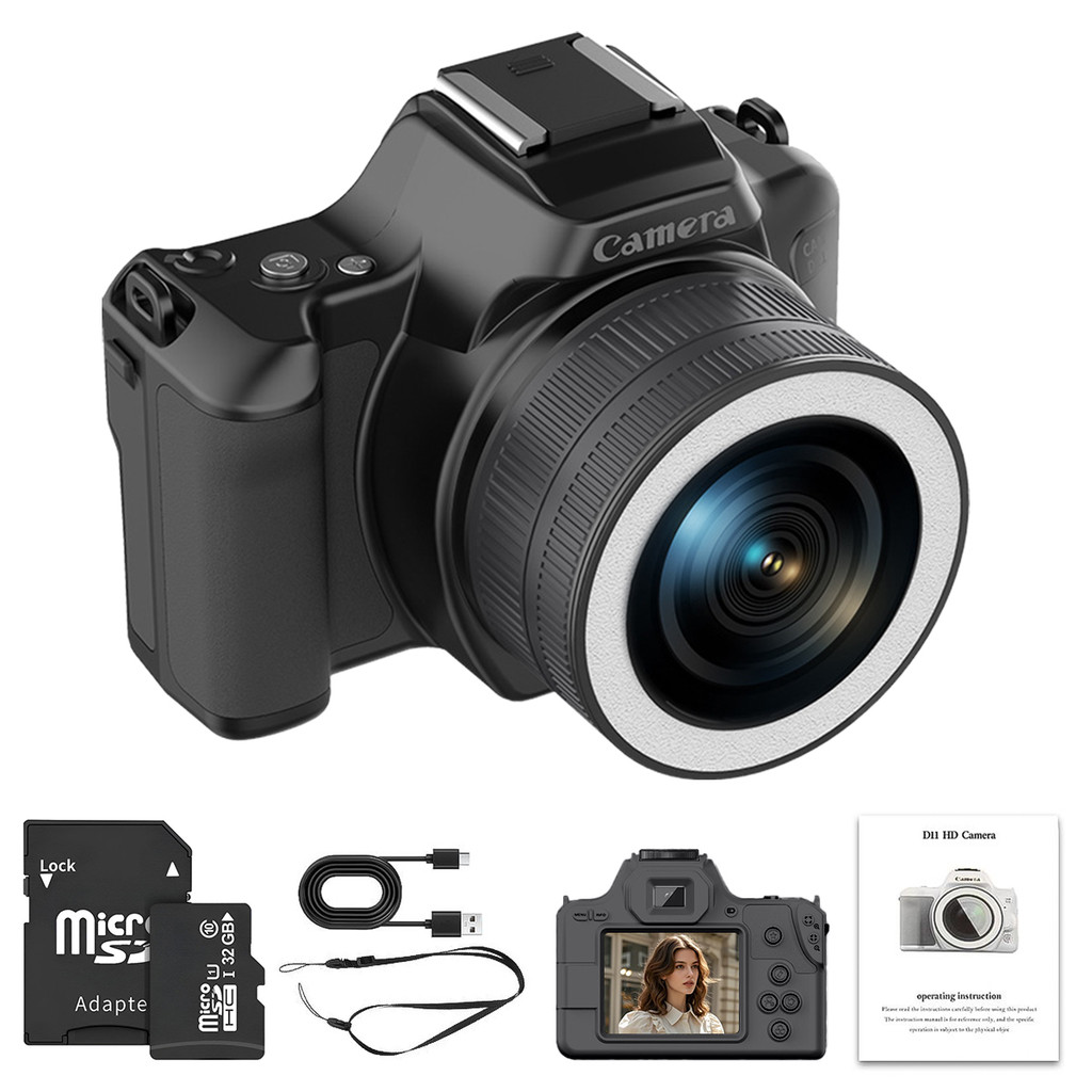 Câmera Digital 48 megapixels 2K Selfie Zoom 16X Com Transmissão OTG De 180 Vlog Cartão de memória.