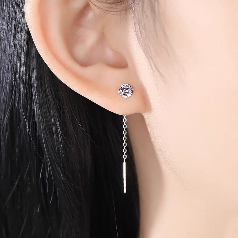 Brinco de prata 925 com diamante brilhante para mulheres, brincos de furo na orelha, brincos de novo estilo 2025, brinco