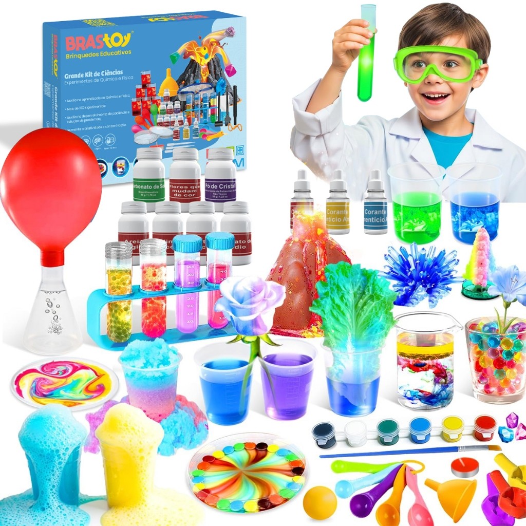 Kit de Laboratório Manual Química 100/50  Brinquedos Jogo Química Educativo Infantil