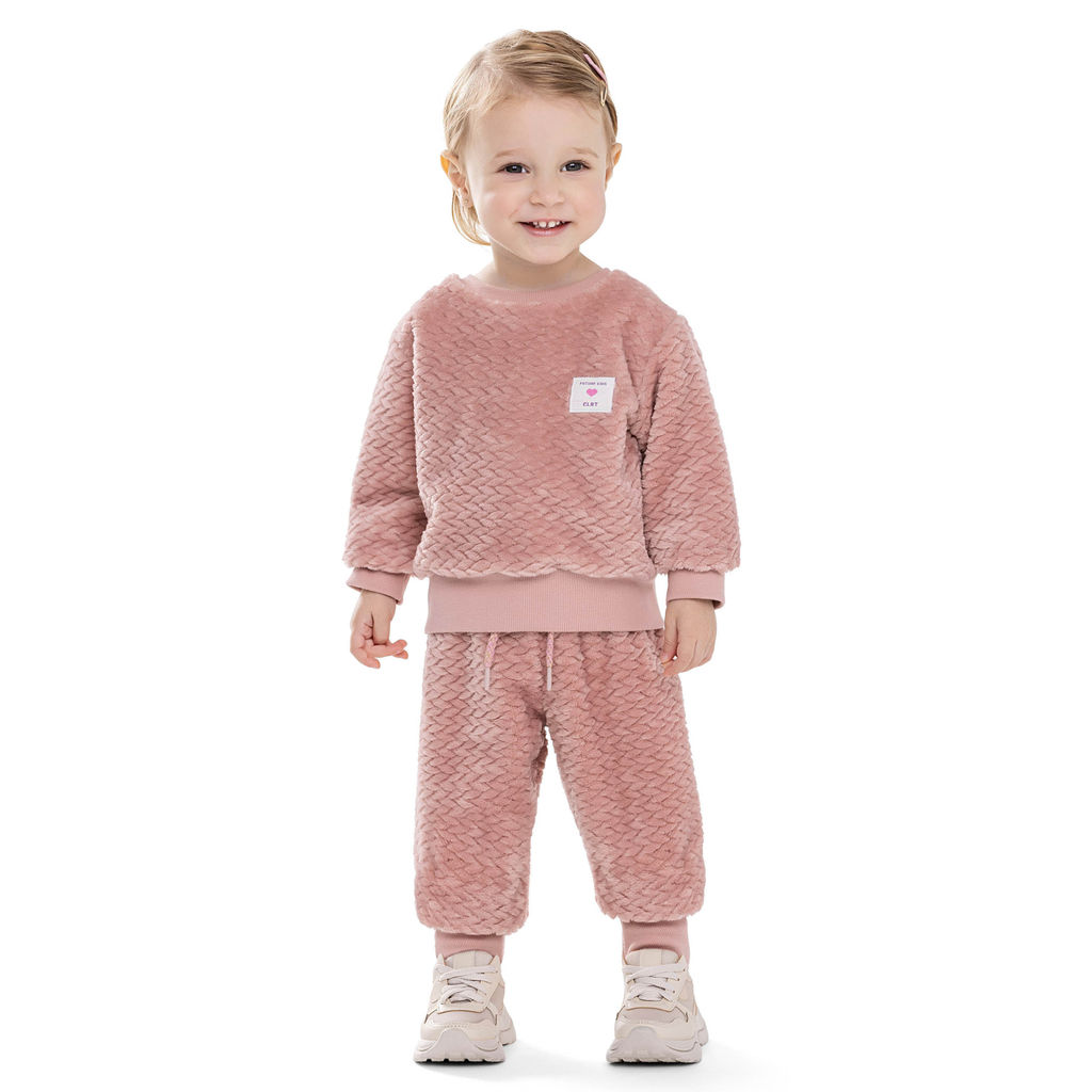 Conjunto Longo Bebê Menina Peluciado Colorittá Rosa