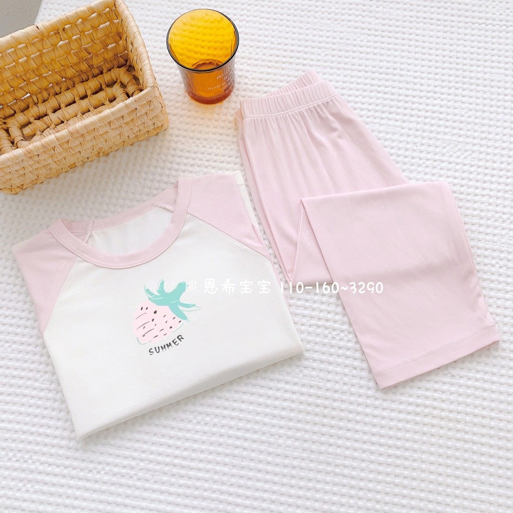 Imagem Enxi bebê verão Modal Loungewear roupas de ar condicionado médio grande meninas estilo japonês leve confortável terno de