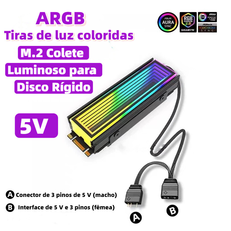 Dissipador de Calor Infinito M.2 Nvme Argb 2280 Radiador de computador 5V SSD Cooler AITEK CN 510