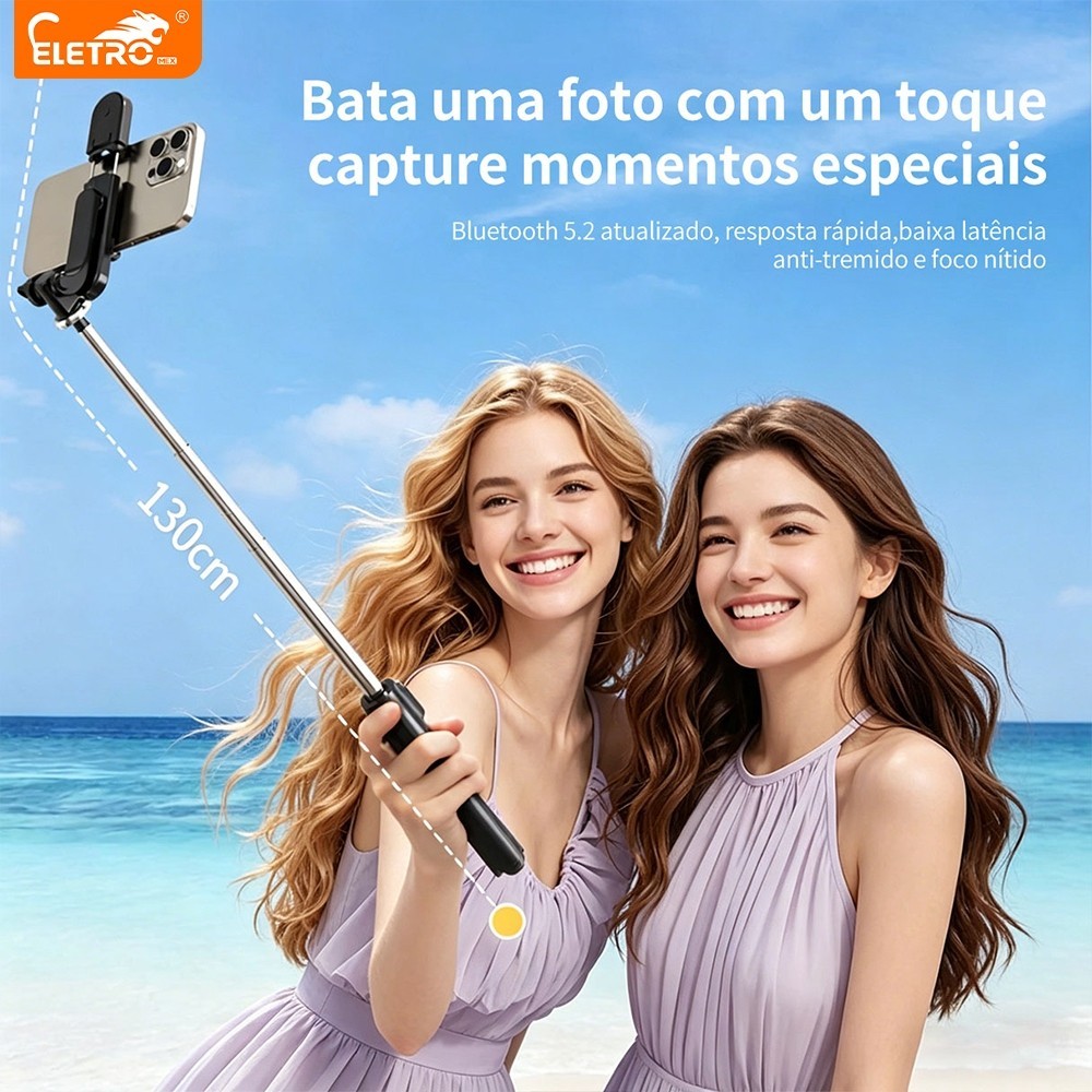 Suporte portátil para bastão de Selfie 170cm/130cm/100cm 360°Suporte ajustável Bluetooth