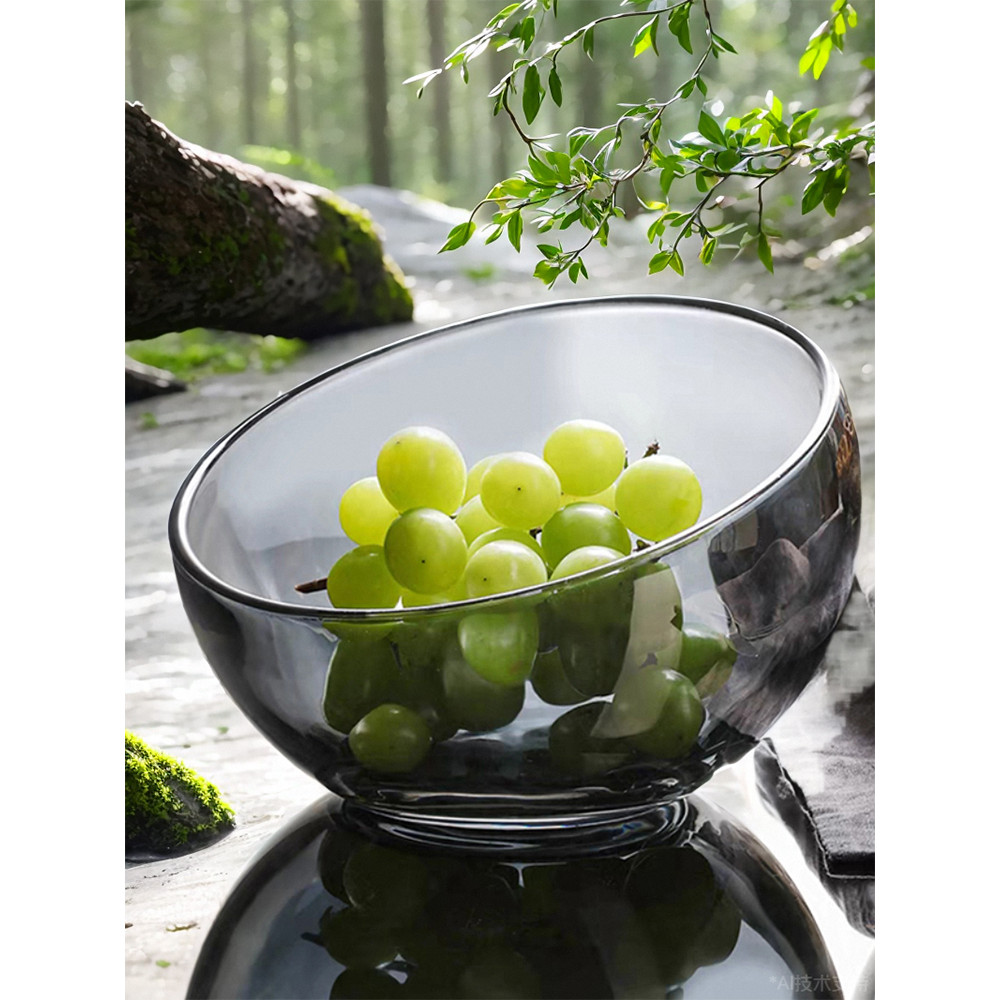 Tigela de vidro transparente para gatos, bacia de água, pote quente, balde de vegetais, prato de frutas, requintado, de 