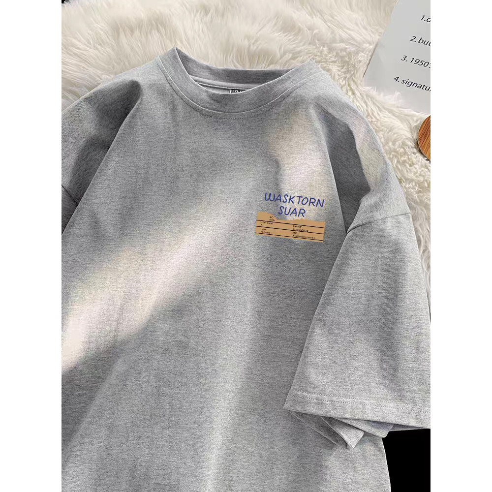 Meninos americano Casual de manga curta puro algodão simples camiseta médio grande crianças flor cinza estudantes All-Ma