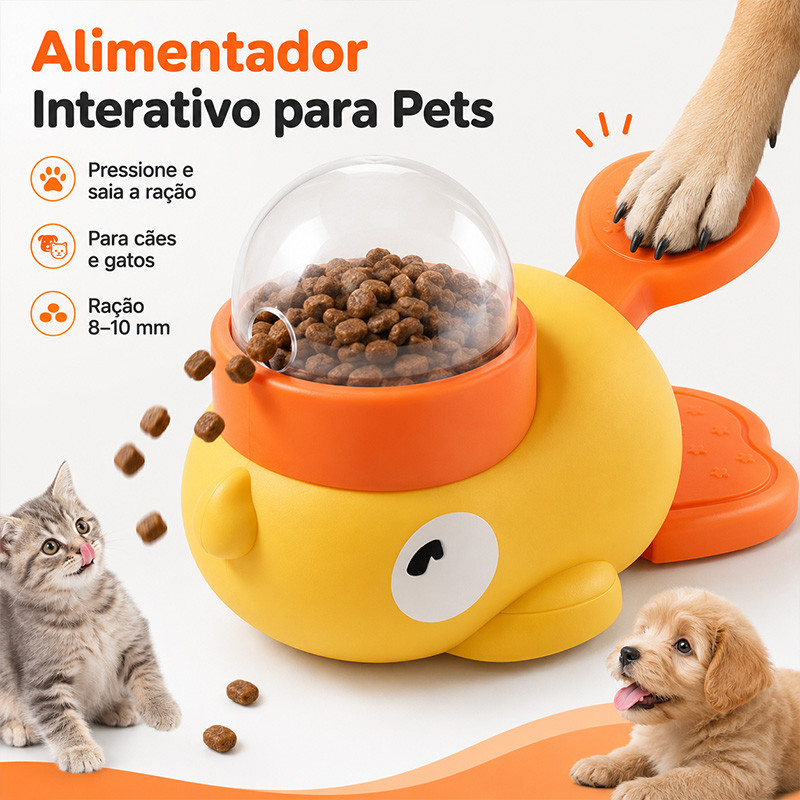 Tigela Lenta Interativa Pato Para Pets Dispensador De Ração Brinquedo Divertido Para Cães e Gatos