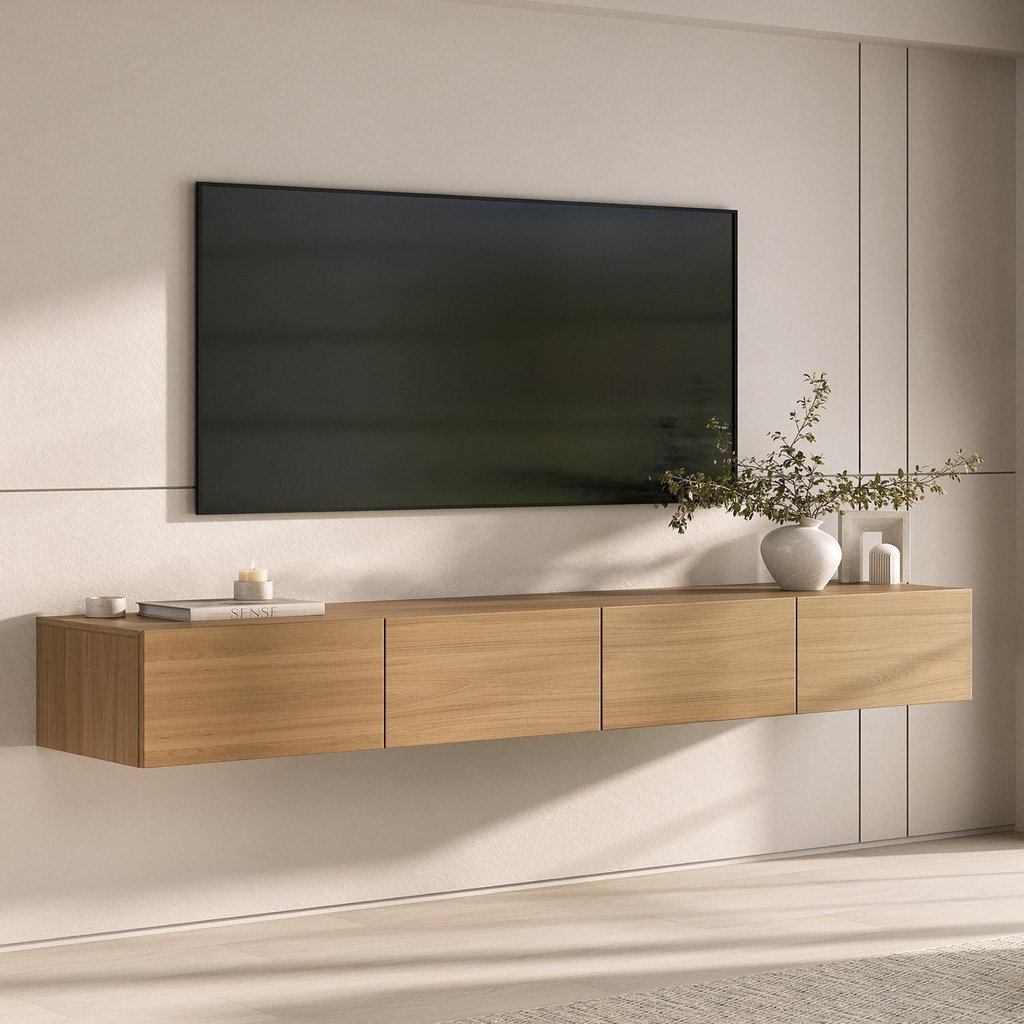 Rack Suspenso para TV até 75 Polegadas Planejado 210cm Aruá CabeCasa MadeiraOriginals Marrom Jatobá Jatoba