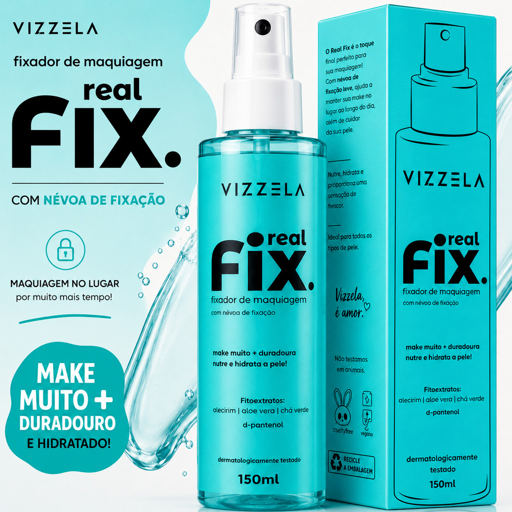 Fixador de Maquiagem Real Fix Vizzela 150ml Bruma Fixadora