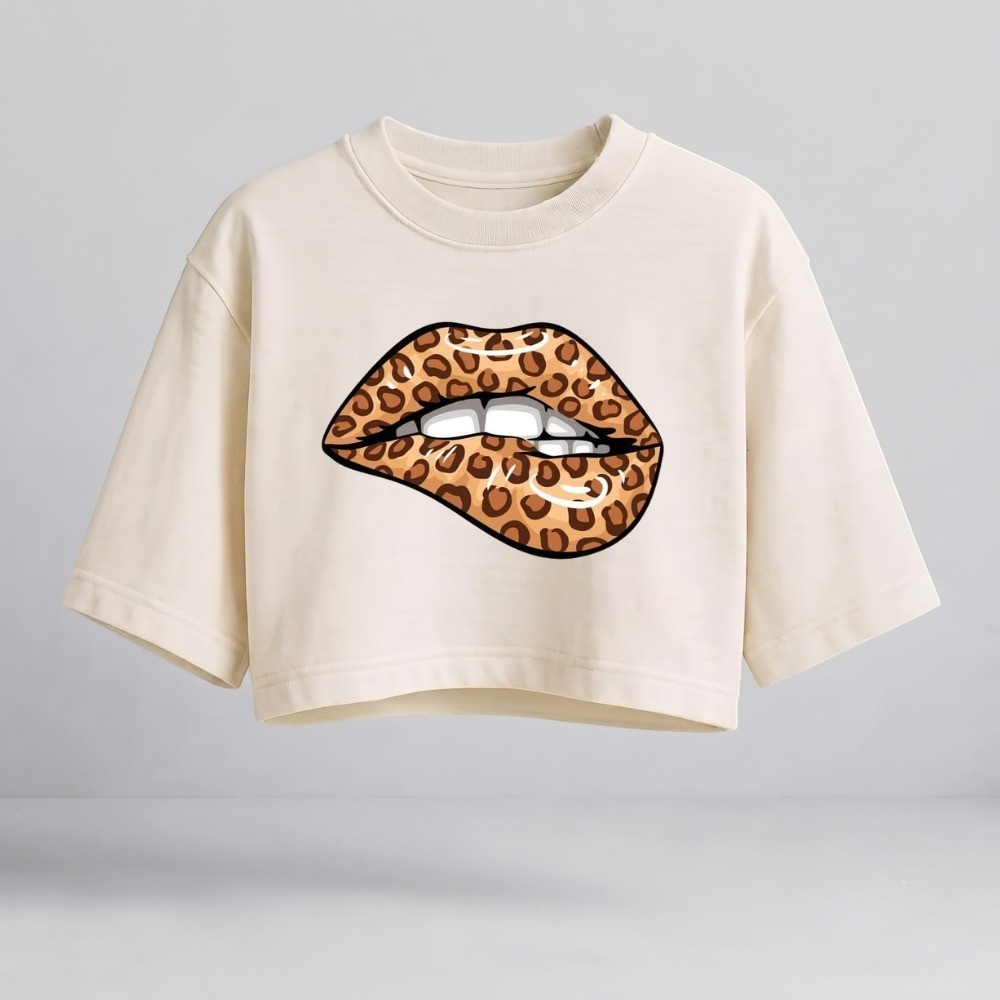 Cropped Oversized Feminino Estampado Algodão Camiseta Feminina Blusa Academia Treino Casual Streetwear Dia a Dia