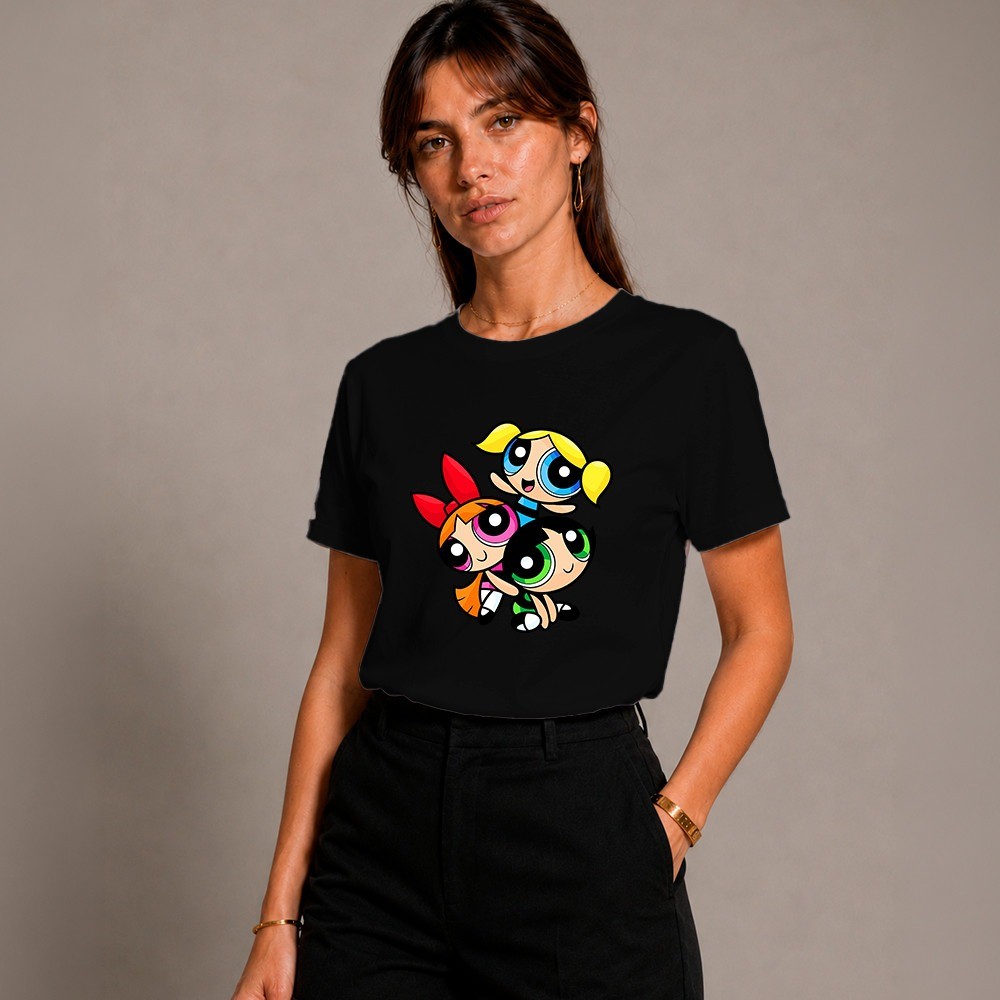 Camiseta Feminina Estampada Super Poderosas Meninas Malha Premium