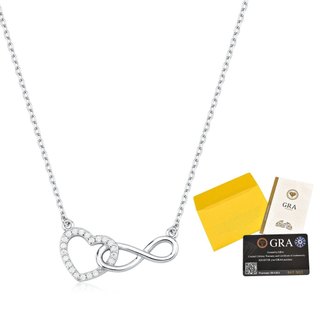 Colar Moissanite de Prata 925 Coração e Infinito Vazados