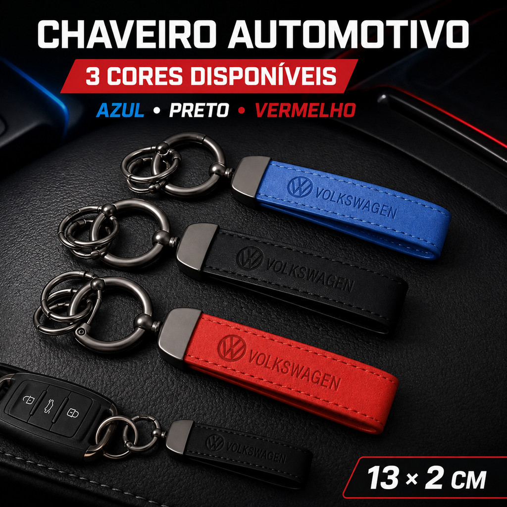 Anel De Chaveiro De Carro De Couro Volkswagen Para Polo Track Virtus Gol Voyage Fox SpaceFox Up Golf GTI Jetta GLI Passa