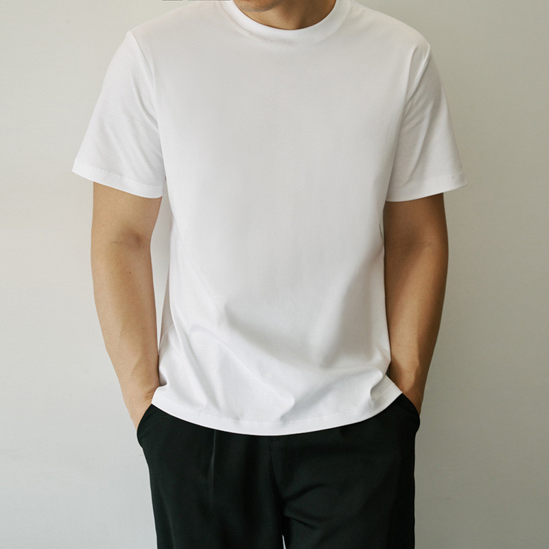 Legal Manga Comprida Algodão Masculino Camiseta Verão Novo Estilo De Curta Em Torno Do Pescoço Casual Moda Topo