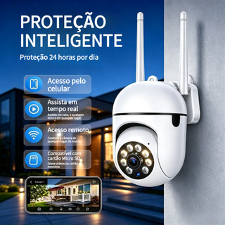 360 ° Câmera De Segurança IP , Full HD , Wi-Fi Visão Noturna , Microfone , Cartão De Memória De Até 128 Gb
