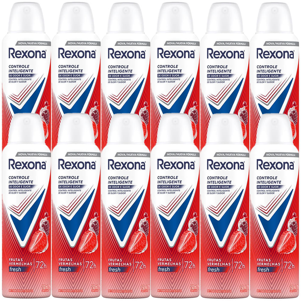 Kit Desodorante Aerosol Rexona Frutas Vermelhas 150ml - 12 Unidades
