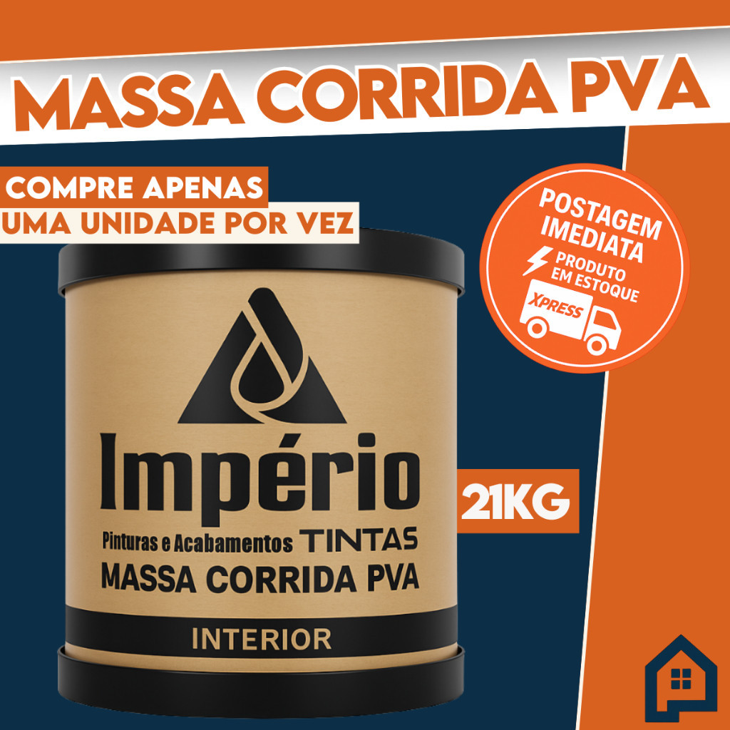 Massa Corrida Premium Pva 21kg Acabamento Nivelador Fácil Aplicação - Império branca parede