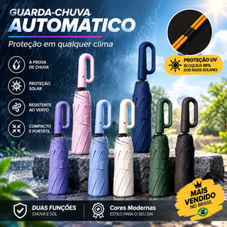 Novo Guarda Chuva Automático Alta Resistência a Chuvas e Vento Forte Com Proteção UV