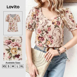 Lovito Blusa Elegante Feminina Primavera/Verão BLK8P1D580