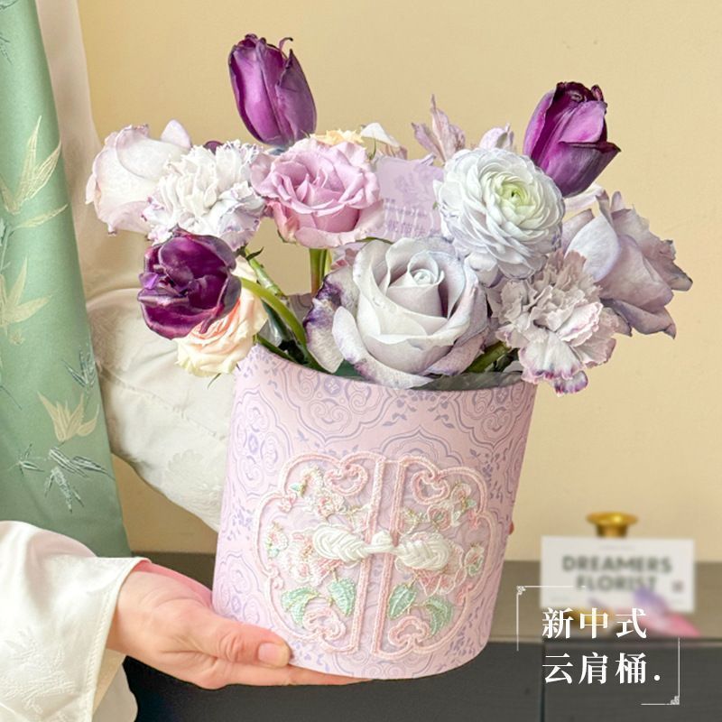 Dia das mães embalagem Floral caixa de armazenamento bordado novo estilo chinês abraço balde vazio estilo chinês caixa d