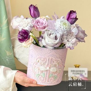 Dia das mães embalagem Floral caixa de armazenamento bordado novo estilo chinês abraço balde vazio estilo chinês caixa d