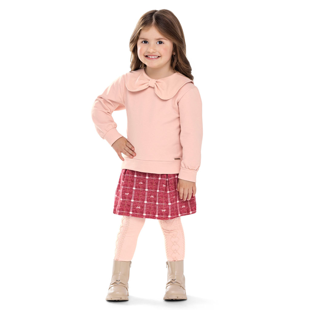 Conjunto Infantil Menina Gola Laço Colorittá Rosa
