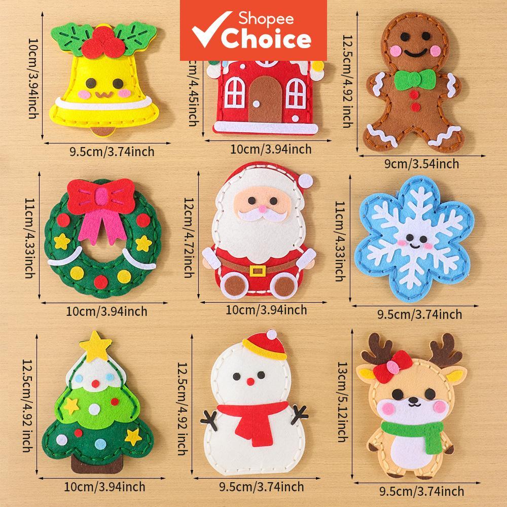 Conjunto De 9 Peças De Kit De Costura De Feltro De Natal Para Crianças Artesanato DIY Papai Noel Boneco De Neve Ornament