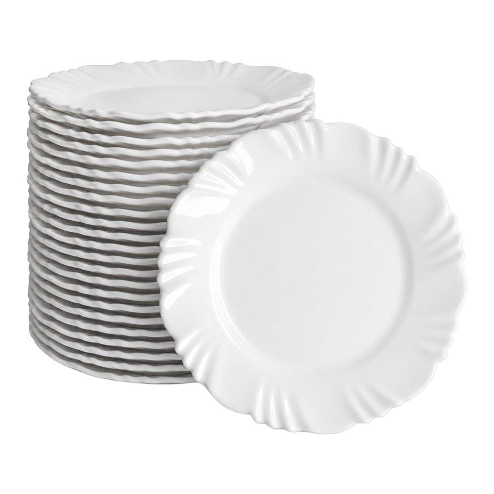 Conjunto de Pratos Sobremesa Nadir Opaline - Vidro Branco Pétala 24 peças