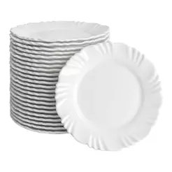 Conjunto de Pratos Sobremesa Nadir Opaline - Vidro Branco Pétala 24 peças