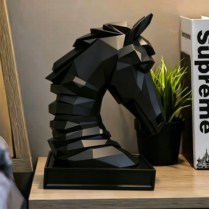 Yimadangxian luz moderna de luxo cabeça cavalo ornamentos minimalista arte escultura escritório sala estar entrada alta-