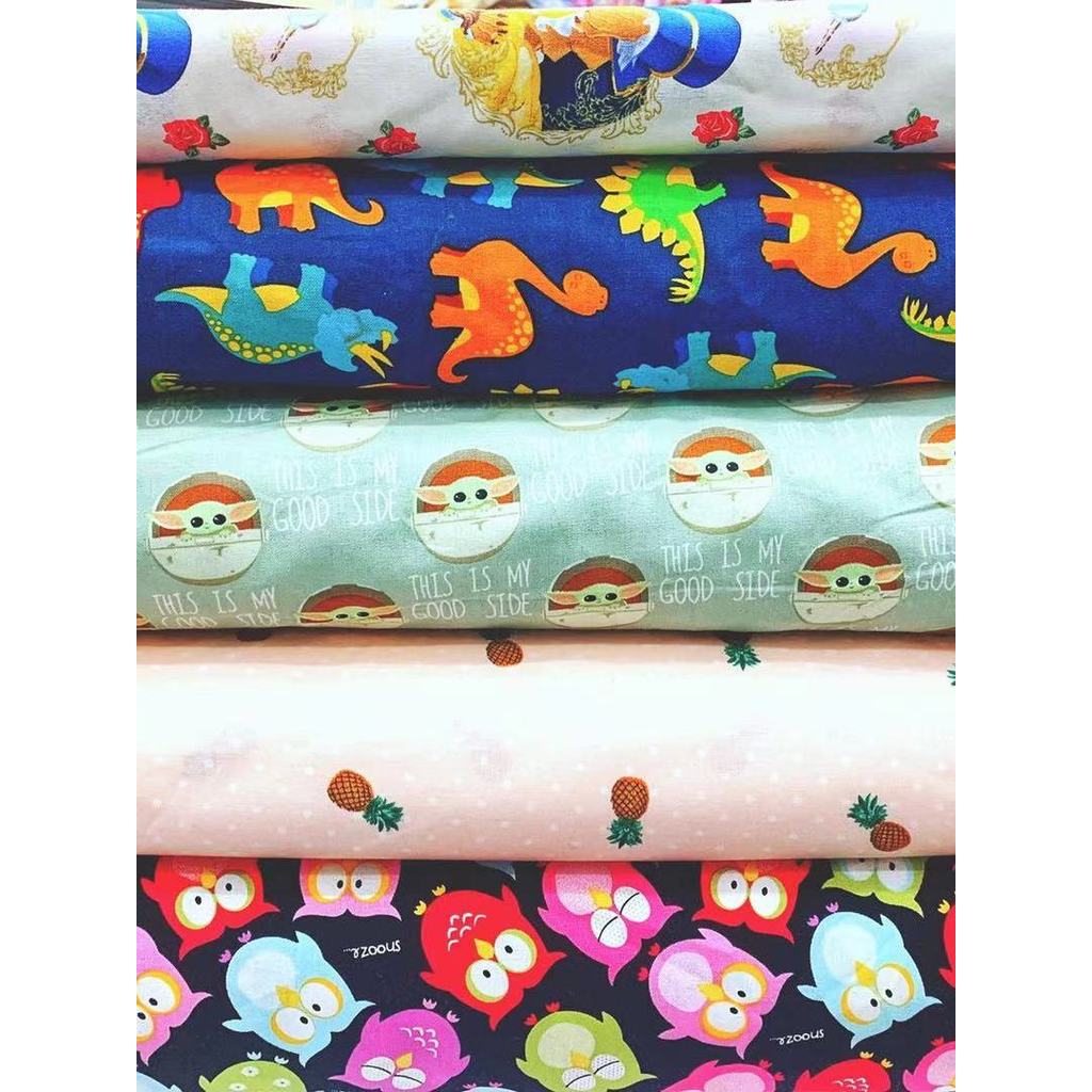 30 comércio exterior tecido liso tecer algodão puro algodão dos desenhos animados impresso camisa roupas infantis tecido
