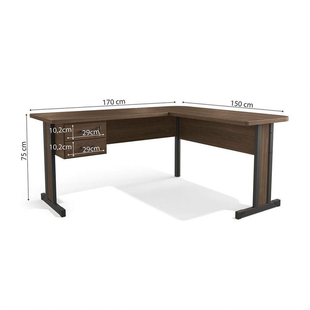 Mesa De Escritório Em L 2 Gavetas Versatile Munique 1,70m X 1,50m — imagem 2 de 2