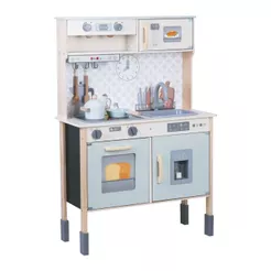Cozinha Infantil Completa Brinquedo Interativo Madeira MDF Luz Som Com Acessórios Wooden Maxi Toys