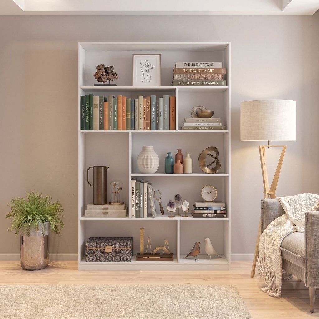 Estante de Livros 120 cm X 180 cm 5 Prateleiras Seattle Yescasa Branco Branco