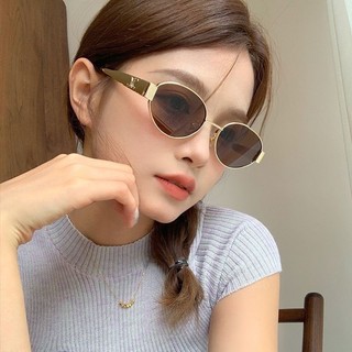 Óculos de sol retrô Oval com armação de Metal feminino Anti-ultravioleta óculos de sol com aparência mais fina