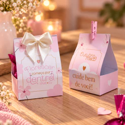 KIT Caixinhas Outubro Rosa - Para 01 Bombom - Mimo Lembrancinha