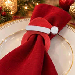 Kit Porta Guardanapo Gorro Papai Noel Natal enfeite