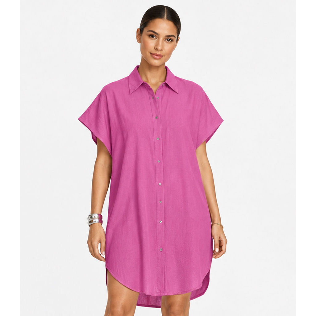 Vestido Chemise Feminino Com Gola Endless Rosa