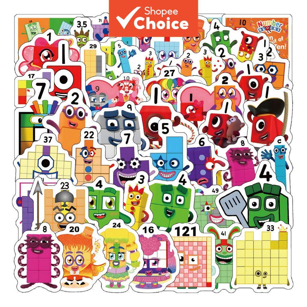 250 adesivos retrô Numberblocks estilo Y2K - divertidas artes inspiradas em animes dos anos 80 para malas, DIY e