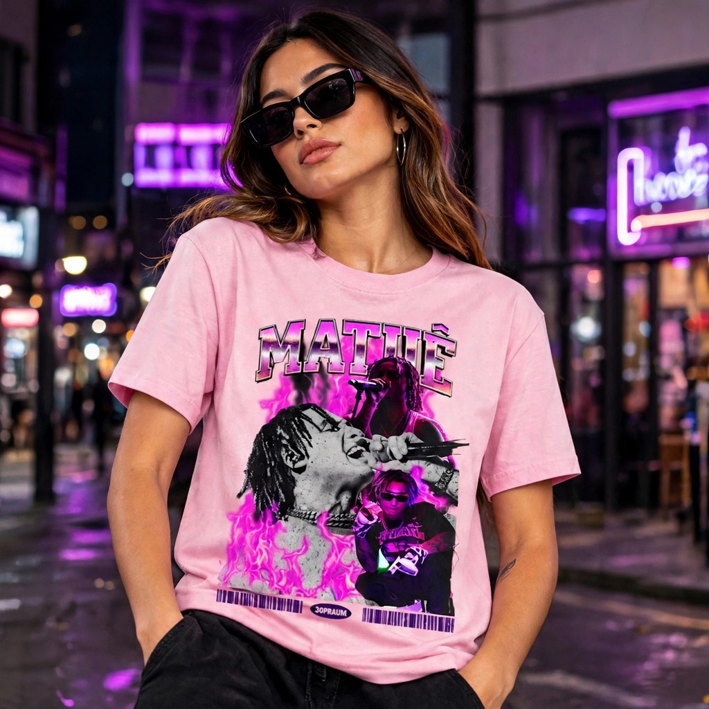 Camiseta Trapper Matue Hip Hop Anos Luz Estilo Bootleg Street 100% Algodão Estampada Exclusiva